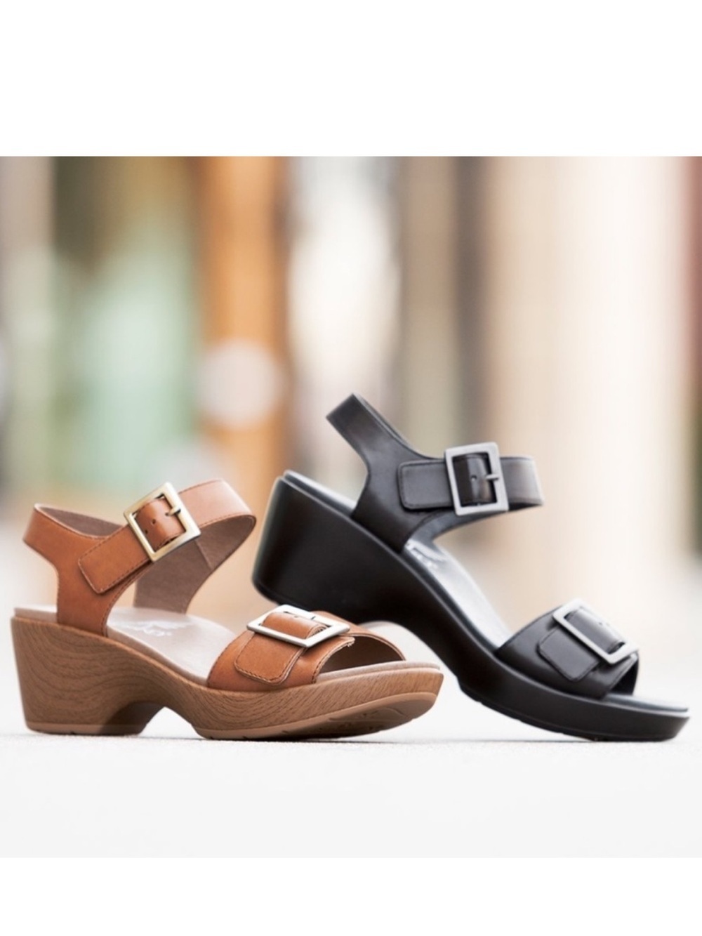 Dansko Jen Platform Sandals Brown Leather Ankle Strap Size 41